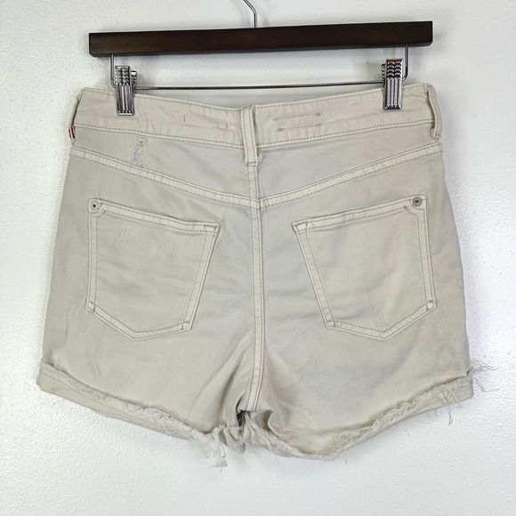 Anthropologie Pilcro Rolled Hem Distressed Denim Shorts Cream Size 28 - Picture 4 of 6